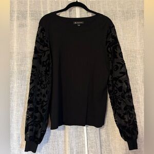 INC Black Velvet Sleeve Long Top
